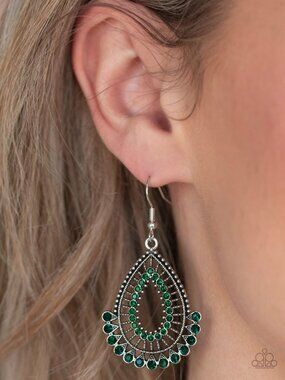 Paparazzi Jewelry Accessories - Castle Collection - Green Earrings - Vintage